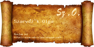 Szarvák Olga névjegykártya