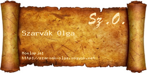 Szarvák Olga névjegykártya
